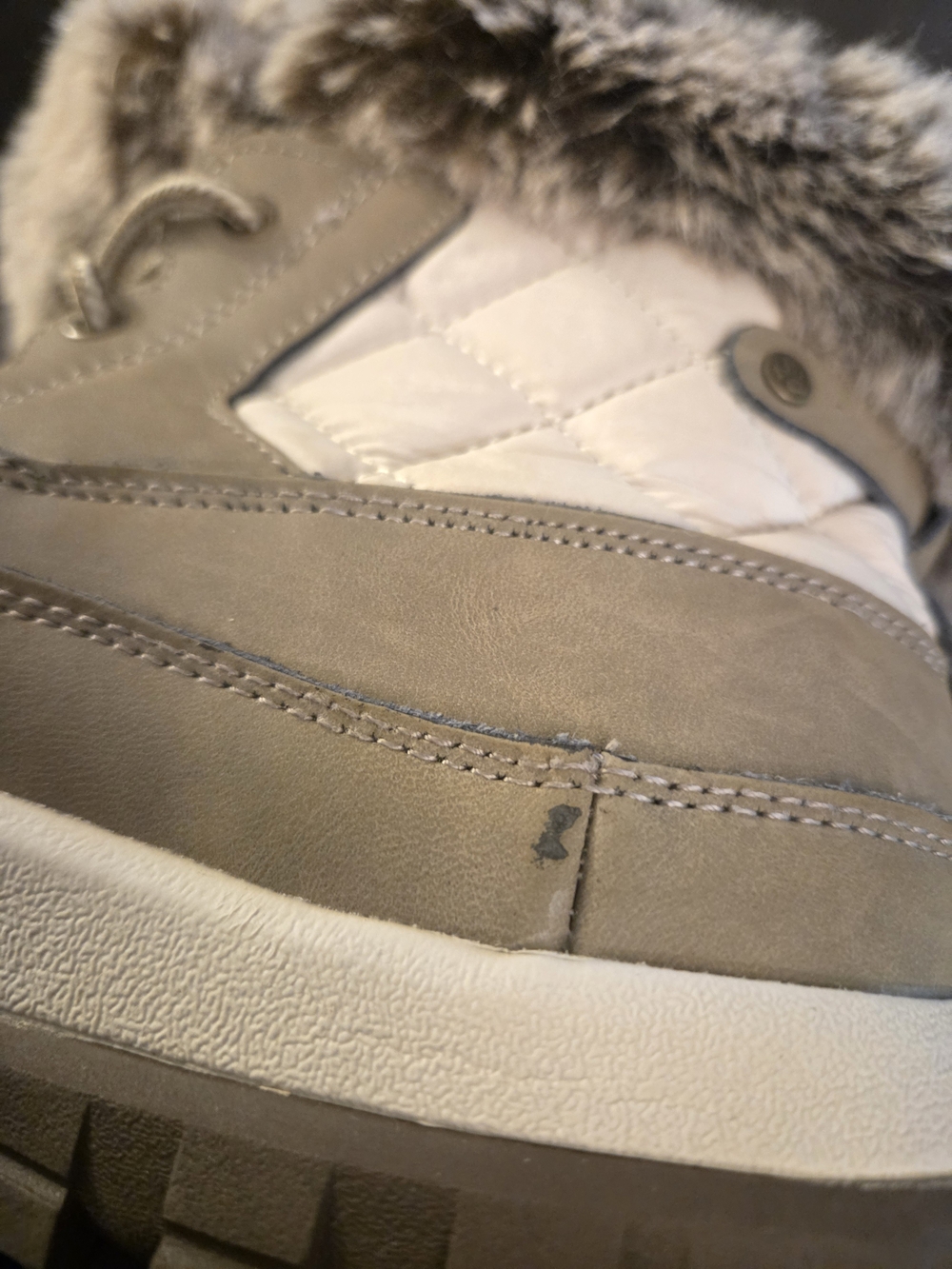 BEARPAW Becka Women’s Waterproof Snow Boots Stone Gray Fur Trim Lace Up Size 8 - Picture 11 of 11
